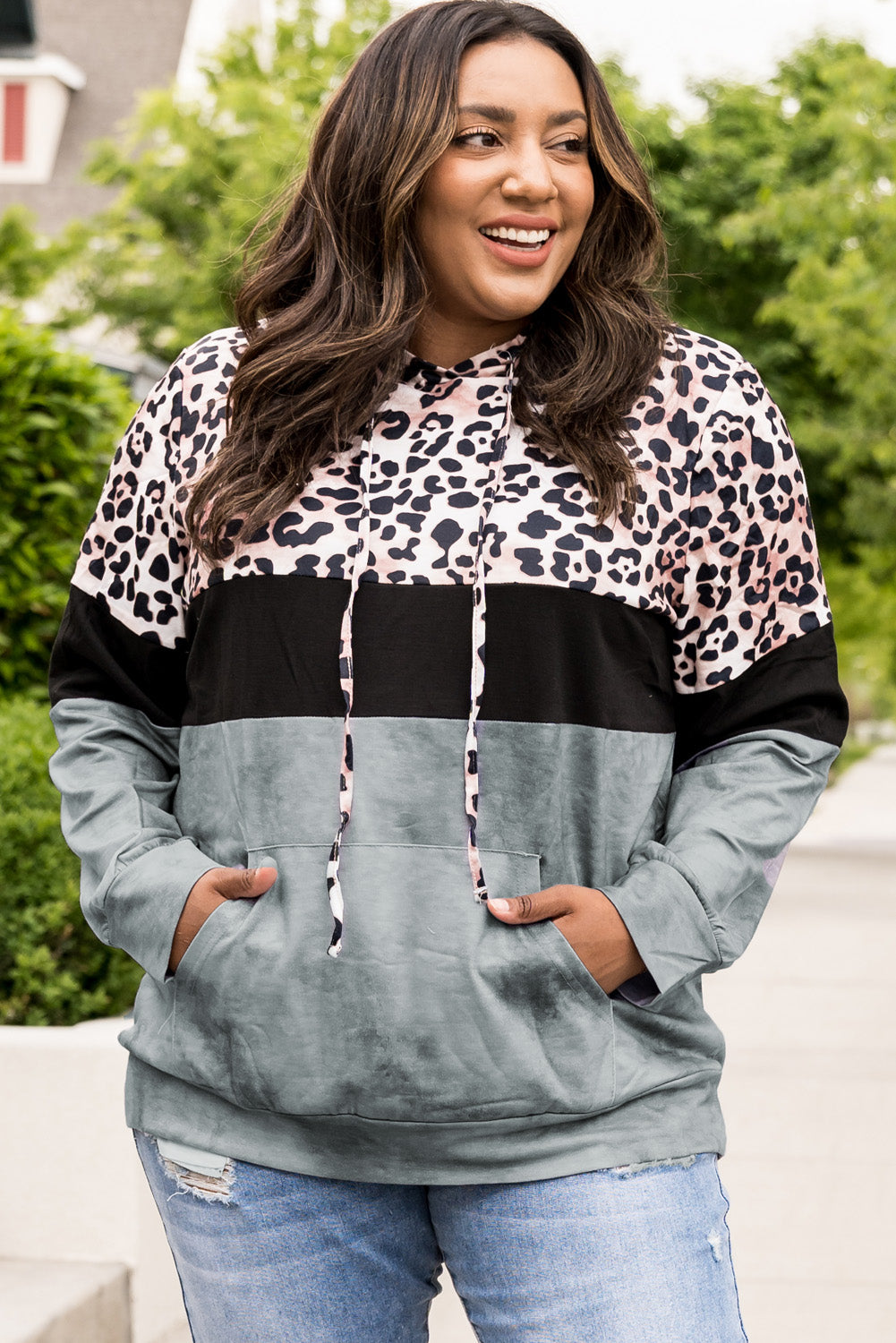 Gray leopard clearance sweatshirt