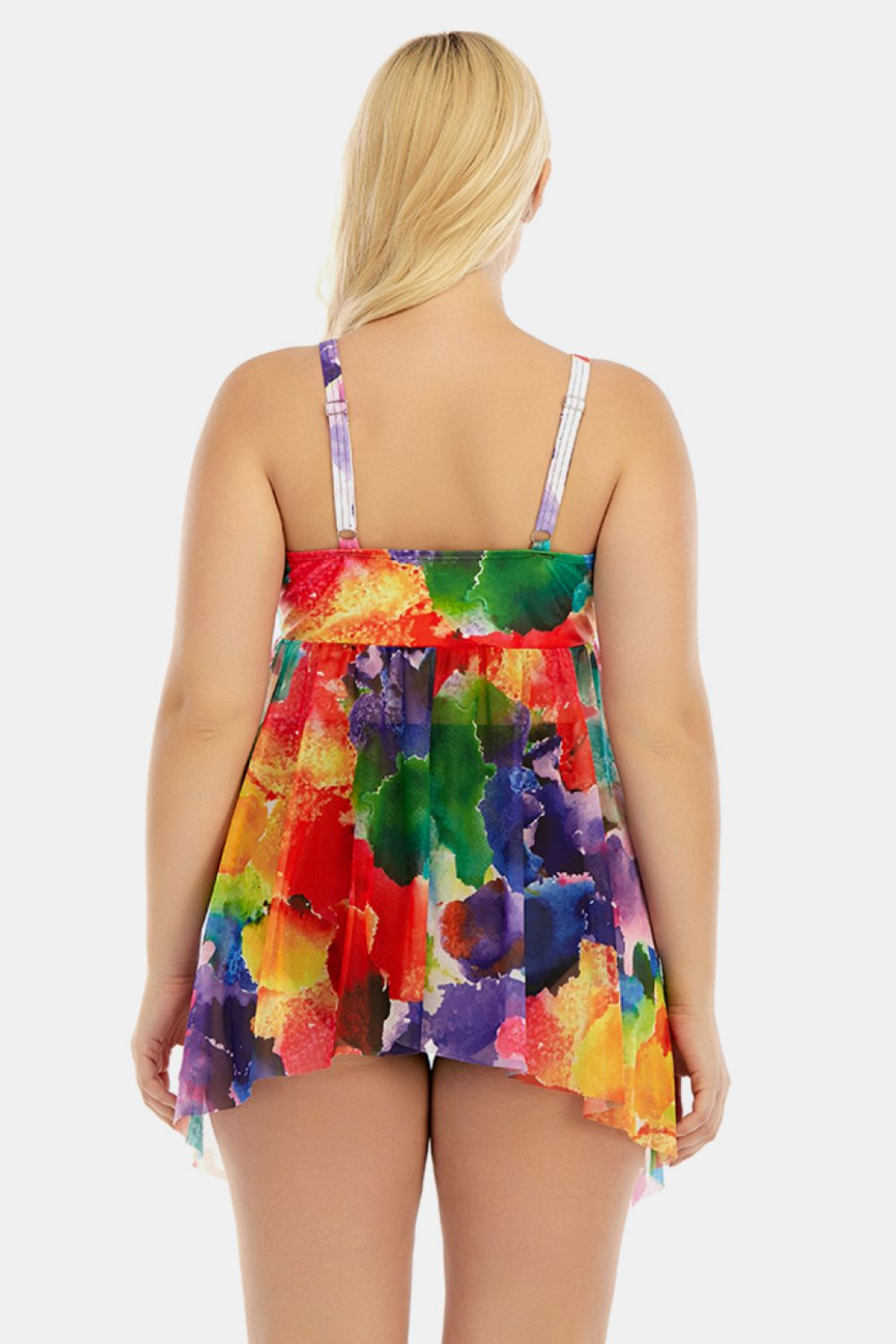 Plus Size Spaghetti Strap V-Neck Two-Piece Swim Set