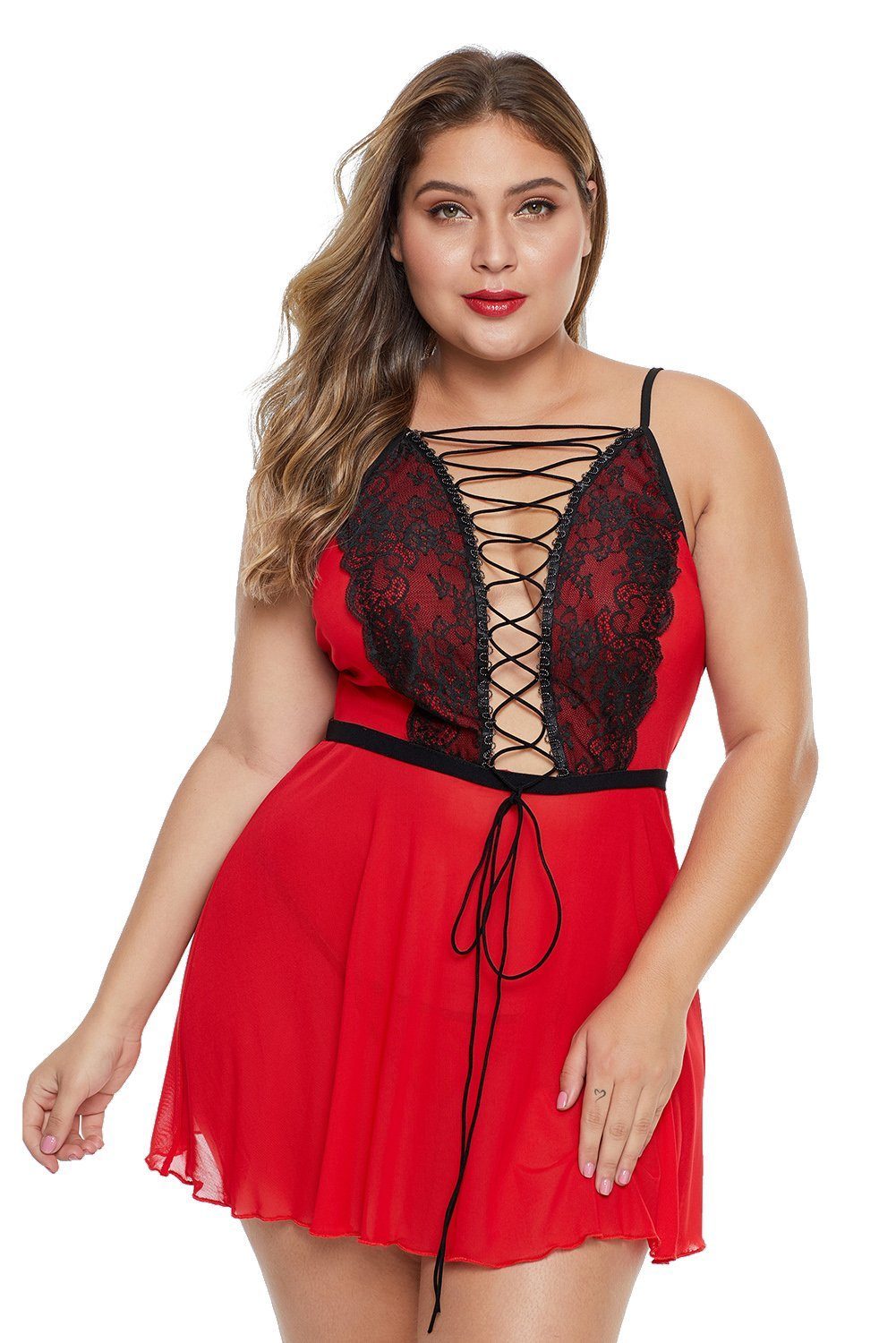 Lace-up Plus Size Babydoll