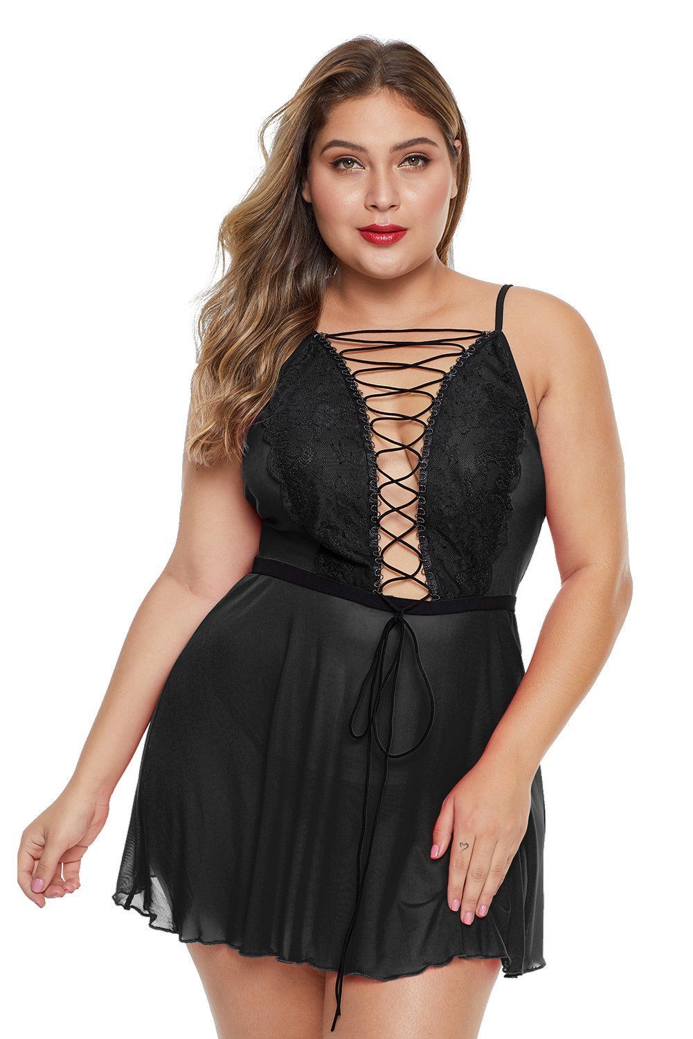 Lace-up Plus Size Babydoll