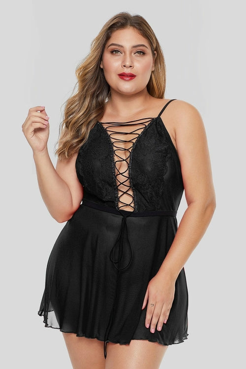 Lace-up Plus Size Babydoll