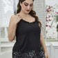 Plus Size Lace Trim Scoop Neck Cami and Printed Shorts Pajama Set