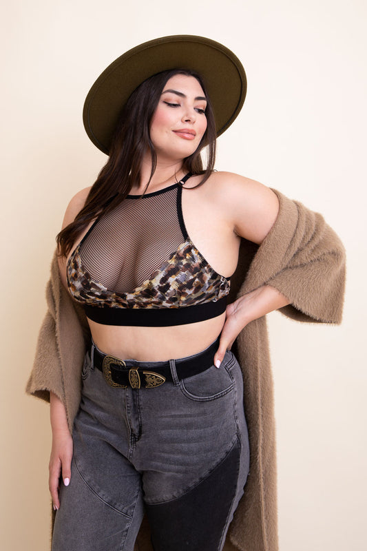 Plus Size Ribbed Lace Seamless Bralette